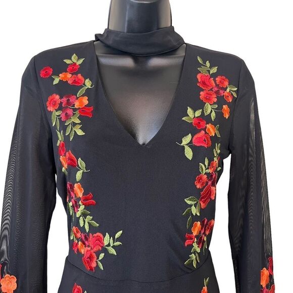 Bebe Mock Neck Floral Embroidered Mesh Dress - Picture 2 of 14